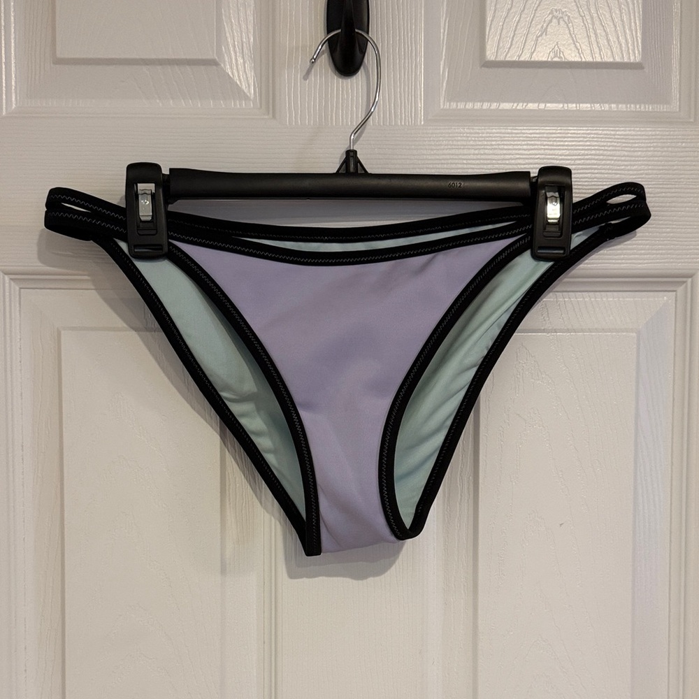 244 Victoria’s Secret Colorblock Bikini Bottom L NWOT | Lavender Mint Black Trim